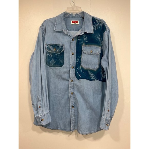 Wrangler Mens Shirt L/S Button Collar Western Size Large - Picture 1 of 8